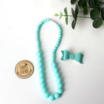 Combos - Charmed For Kids ~ Aqua Hair Bow & Aqua Necklace Jewellery Set