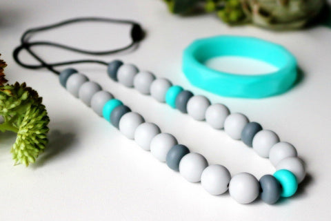 Necklace - New Bubba Chew Silicone Necklace - Grey Mist