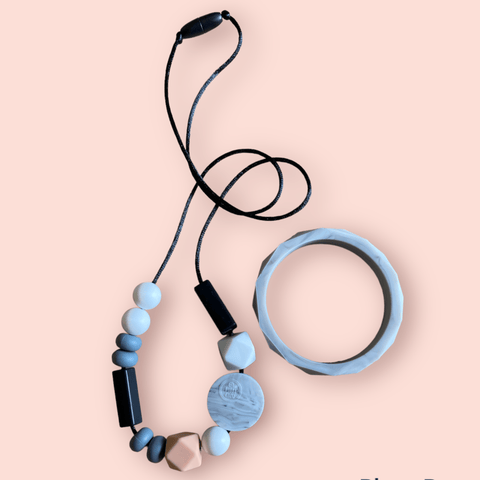 BEST SELLER! Bubba Chew - Marble Jigsaw Necklace + White Bangle