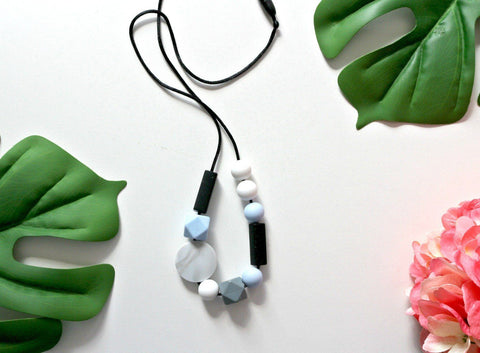 Necklace - Bubba Chew Silicone Necklace - Baby Blue Jigsaw Jewels