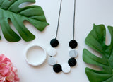 Necklace - NEW - Bubba Chew Black, White And Marble